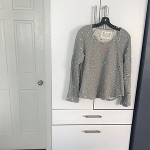 Threads 4 Thought Distressed Gray Knit Top